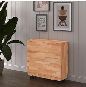 Resim Masif Ahşap Katlanır Mutfak Yemek Çalışma Masası Asra Trend Çam 