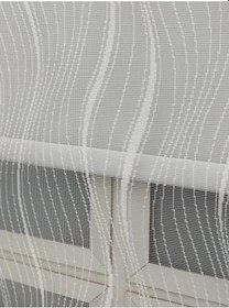 Resim Ekru Spor Simetrik Desenli Çift Mekanızmalı Tül Stor Perde 