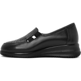 Resim Derimod Kadın Siyah Dolgu Topuklu Deri Comfort Loafer 26PFD410318 