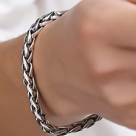 Resim 1 Adet Klasik Paslanmaz Çelik Ejderha Zincir Bileklik Erkekler İçin - Zarif Örgülü Tasarım, Kararmaya Dayanıklı Takı, Günlük Kullanım ve Özel Günler İçin Çok Yönlü, Ona Mükemmel Noel Sevgililer Günü Hediyesi, Şık Aksesuar, Parlak Yüzey 