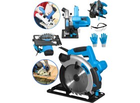 Resim Alman Pro 4200 Watt Lazerli Bakir Sargili Metal Şanzuman Sunta Kesme Daire Testere Makinesi 185 mm Mavi 