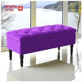 Resim Smarto Relax Puf Saanen Sandıklı Ayaklı Kapitoneli Dekoratif 110x40x45 Cm Mor Mor 