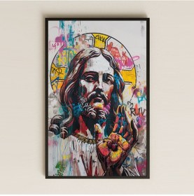 Resim Graffiti İsa Figürlü Şeffaf Pleksi Tablo 
