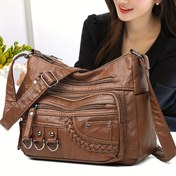 Resim Kadınların Büyük Kapasiteli Yumuşak Omuzlu Çapraz Vücut Çantası, Çoklu Cep, Fermuar Kapatma, Dokuma Detay, Ayarlanabilir Askı, Vintage Stil, Hafif, Makinede Yıkanabilir, Her Gün Omuz Çantası | Vintage Stil Çanta | Yumuşak Sentetik, Çapraz Vücut Çantası 