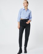 Resim Yüksek Bel Kot Pantolon Hafif Dar Kesim - Mom Slim Jean 