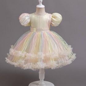 Resim Kızlar İçin Gradyan Renkli Pullu İlk Doğum Günü Elbisesi, Bebek Vaftiz Kıyafeti, Partiler ve Piyano Performansları İçin Uygun, Özel Gün Elbisesi,Bebek için Parti Elbisesi,Prenses Kollu Elbise,Narin Payet Kumaş,Esnemez Kumaş,Kızlar için Parti Elbisesi,Kısa Kollu Elbise 