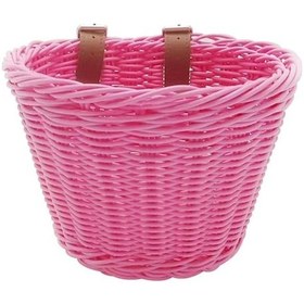 Resim Çocuk Bisiklet Ön Sepeti Bisiklet Askılı Sepet Bisiklet Pp Rattan Örgü Sepet Ayarlanabilir Kemerlerle F Pembe Pembe 