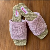 Resim Pomidik Kadın Bebe Pembe Dantel Desenli Yazlık Ev Terliği 