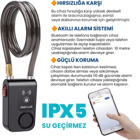Resim UpWay Hırsızlığa Karşı Anahtarsız Telefon Kontrollü Alarmlı Sirenli Motosiklet Padlock Kilit 