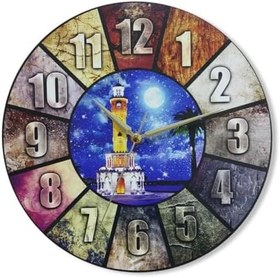 Resim caju art & decoration Izmir Saat Kulesi Resimli Renkli Ahşap Duvar Saati 