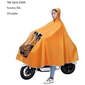 Resim Motosiklet Yağmurluk Panço Kalınlaşır Ve Yağmur Geçirmez Çift Erkek Ve Kadın Genel Panço Kırmızı - Lacivert 