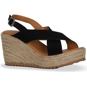 Resim Bueno Shoes Siyah Süet Kadın Dolgu Topuklu Sandalet 14WS72503 14WS72503 