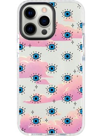Resim shoptocase Iphone 14 Pro Max Uyumlu Lens Korumalı Anti Shock Cloud Eyes Tasarımlı Telefon Kılıfı 
