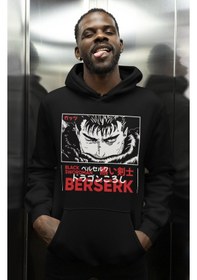 Resim Sevbano Tasarım Berserk Black Swordman Baskılı Unisex Oversize Anime Kara Siyah 