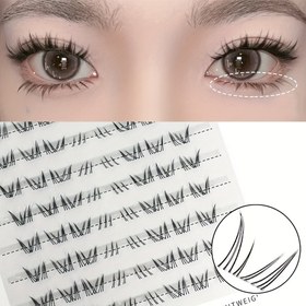 Resim 72Küme Tüylü Doğal Görünüm Kuzey Yıldızı Alt Kirpikler Anime Aşağı Kirpikler, Şeffaf Bant, Sivri Manga Stili, 5-7mm Uzunluk, 0.07mm Kalınlık, C-Kıvrım, Japon Manga İlhamlı Tasarım 