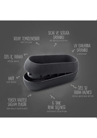 Resim Omnipazar Krs Mercan Dekoratif Sukulent Kaktüs Plastik Saksı Takımı 6'lı Set Antrasit 