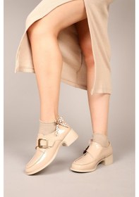 Resim Piret Tokalı Rugan Kadın Ayakkabı Ten-7462 Ten 