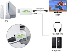 Resim LiNKFOR-LinkWii HDMI Dönüştürücü Wii'den HDMI'ya Dönüştürücü için Wii'den HDMI'ya ve 3.5mm Ses Çıkışı Wii Sinyali 720p ve 1080p HDMI Sinyali Wii2HDMI Desteği ETC NTSC PAL HDTV Kulaklık ile Uyumlu 