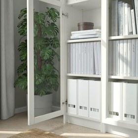 Resim Cam kapaklı kitaplık, beyaz, 120x30x202 cm 