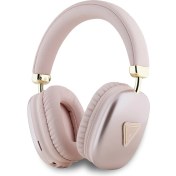 Resim Guess Orjinal Lisanslı Pu Metal Üçgen Logolu Kulak Üstü Bluetooth Kulaklık Luxury Dizayn Pembe 