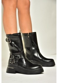 Resim Fox Shoes T996333008 Siyah Rugan Kalın Tabanlı Kadın Bot Siyah-Rugan Siyah 
