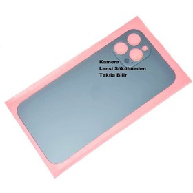 Resim Tkgz Apple Uyumlu iPhone 12 Pro Max Arka Pil Batarya Kapağı Cam Mavi 