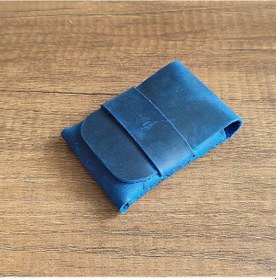 Resim Sumerian Leather Craft Minimalist Deri Kartlık Mavi Anahtarlık Hediye Mavi 