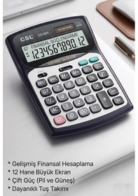 Resim Hesap Makinesi Siyah 13.5x18.5 Cm 1 Adet Csl Cs-505 12 Haneli Orta Boy Hafızalı Ofis Büro Masaüstü Hesap Makinası 