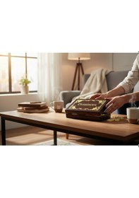 Resim Lüks Ahşap Kutulu Türkiye Logolu Premium Domino Seti 28 Parça 6 Çift - Aile Oyunu Yeni Yıl Hediyesi 