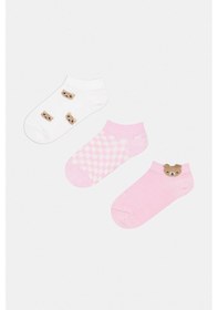 Resim Penti Kız Çocuk Mini Bear Çok Renkli 3lü Patik Çorap 