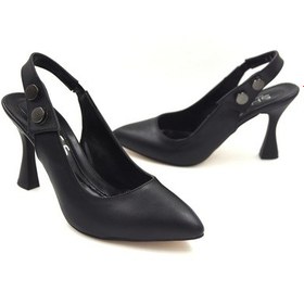 Resim Wiesse D8777 Kadın Arkası Açık Kapalı Burun Kadın Kare Topuklu Ayakkabı SİYAH D8777_S Siyah 