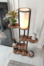 Resim Travers Raflı Lambader (Ceviz) 