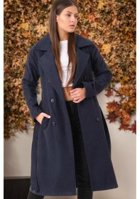 Resim Z6765 Dewberry Bayan Palto-düz Lacivert-düz Lacivert 