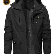 Resim Erkekler için Kapüşlü Sıcak Fleece Ceket - Rüzgar Geçirmez, Sıcak, Çoklu Cep İş Kıyafeti Stili, Zeytin Yeşili, Fermuarlı, Polyester Astarlı, Rahat Sonbahar/Kış Dış Giyim, Rahat Kış Giyim | Fonksiyonel Cep | Dayanıklı Fermuar Kapatma 