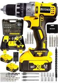Resim Steiner XR 58 V 5Ah Darbeli Li-ion Çift Akülü Şarjlı Vidalama Matkap + 30 Parça Pro Usta Set 