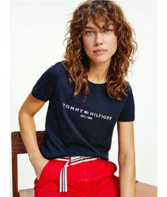 Resim Tommyhilfiger Organik Pamuk Bayan T-shirt Lacivert 