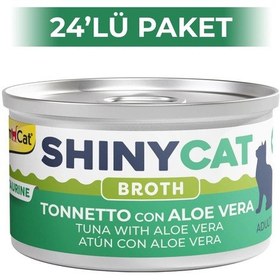 Resim Gimcat Shinycat Broth Sos İçinde Aloe Veralı ve Ton Balıklı Kedi Konservesi 24 x 70 G 