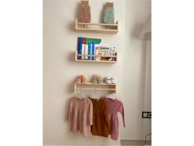 Resim Montessori Kitaplık Çocuk Bebek Odası Duvar Rafı Ahşap Kitaplık Raf 3 Adet 50 cm 