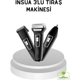 Resim Normadia Insua 3 Başlıklı Profesyonel Tıraş Makinesi, Sıfır Kesim, Hassas Başlık, Güçlü Motor 