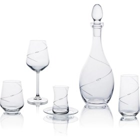 Resim Paşabahçe Elegance Taşlı 61 Parça 12 Kişilik Bardak Seti - Çeyizlik Lüks Cam Sunum Takımı Şeffaf 