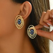 Resim Kadınlar için Vintage Mavi Nazar Boncuğu Küpe, Reçine Kakma, Demir Gövde, Titanyum Çiviler - Günlük Kullanım ve Tatil için Uygun 