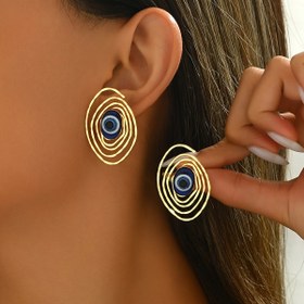 Resim Kadınlar için Vintage Mavi Nazar Boncuğu Küpe, Reçine Kakma, Demir Gövde, Titanyum Çiviler - Günlük Kullanım ve Tatil için Uygun 