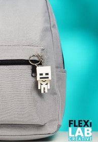 Resim Flexilab Creative Minecraft Skeleton (İskelet) Figürlü Anahtarlık - Piksel Tasarım Hediye 
