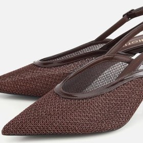 Resim HOTİÇ Kadın Siyah File Detaylı Kısa Topuklu Stiletto 