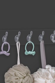 Resim TechnoStation 5'li Şeffaf Süper Yapışkan Askı Banyo, Mutfak Düzenleyici Askı 