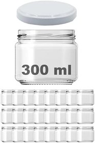 Resim Afracam 300 ml Metal Beyaz Kapaklı Şeffaf Cam Kavanoz 24 Adet 