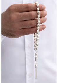 Resim Gümüş Tespih Düz Küre Orta Boy 27gr 