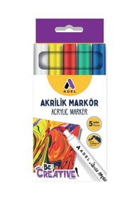Resim Akrilik Markör Seti 5 Renk 1 Paket 2 Mm Yuvarlak Uçlu Akrilik Marker Keçe Uçlu Seramik Ahşap Kumaş Tuval Taş Her Yüzeye 