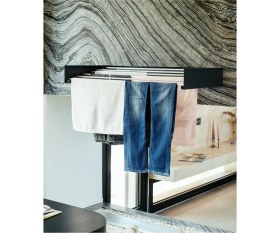 Resim Unique Design Belize 100cm Design Kurutmalık Çamaşır Askısı Duvara Monte Katlanabilir Çamaşırlık Antrasit 