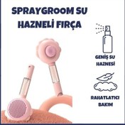 Resim SprayGroom Basmalı Telli Su Sprey Hazneli Hayvan Fırçası 